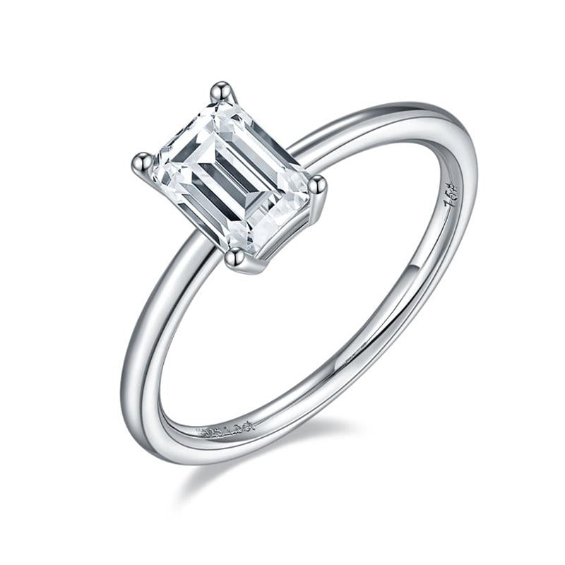 925 Sterling Silver Solitaire Emerald Cut CZ Ring 3