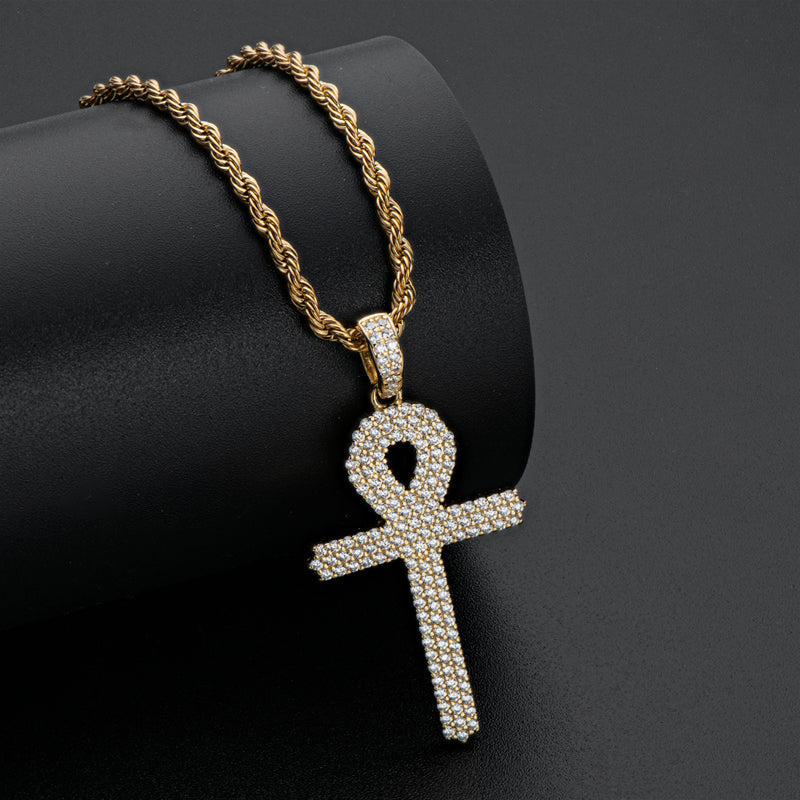 925 Sterling Silver Created Diamond Cross  Hip Hop Men Pendant Necklace 8