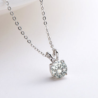 925 Sterling Silver Brilliant Round CZ Pendant Necklace 14