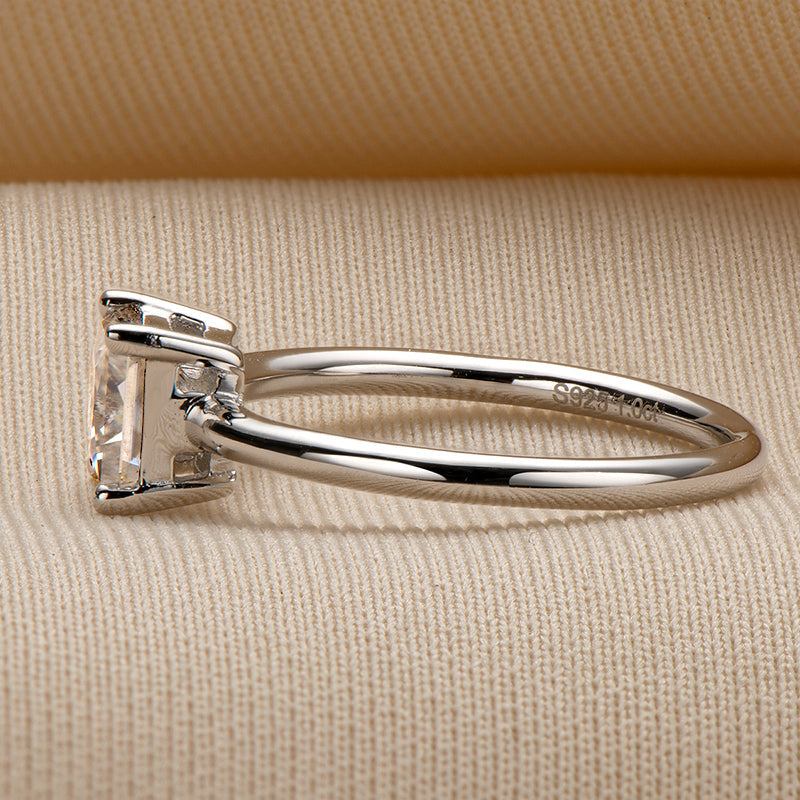 925 Sterling Silver Solitaire Princess Cut CZ Ring 6