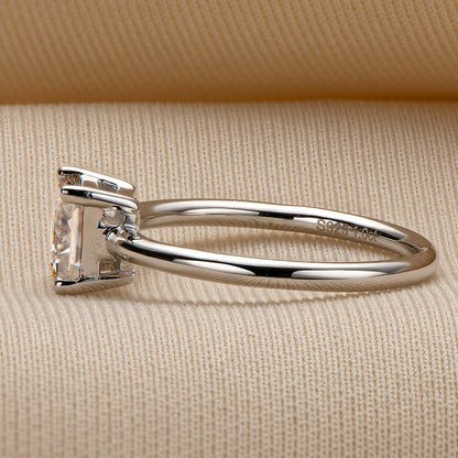 925 Sterling Silver Solitaire Princess Cut CZ Ring 6