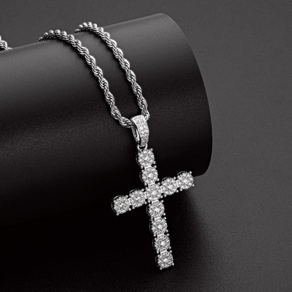 925 Sterling Silver Personalized Cross Long Chain Cool Men Pendant Necklace 7