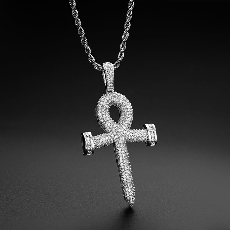 925 Sterling Silver Personalized Cross Created CZ Rope Chain Pendant Necklace 7