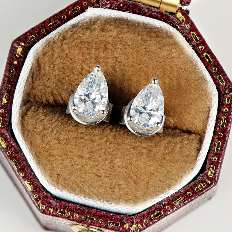 925 Sterling Silver Pear Shaped Cubic Zirconia Stud Earrings 2