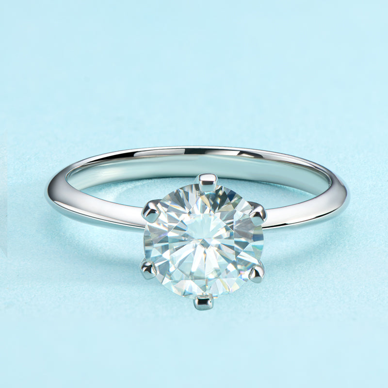 925 Sterling Silver Classic Round Brilliant Cut CZ Solitaire Ring 21