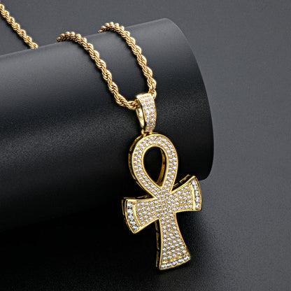 925 Sterling Silver Round Cut Created Diamond Cross Hip Hop Luxury Pendant Necklace 7