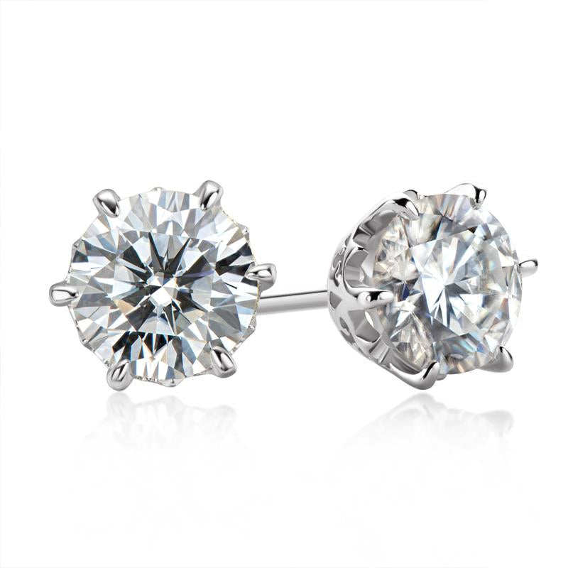 925 Sterling Silver Brilliant Round Cut Cubic Zirconia Stud Earrings 4