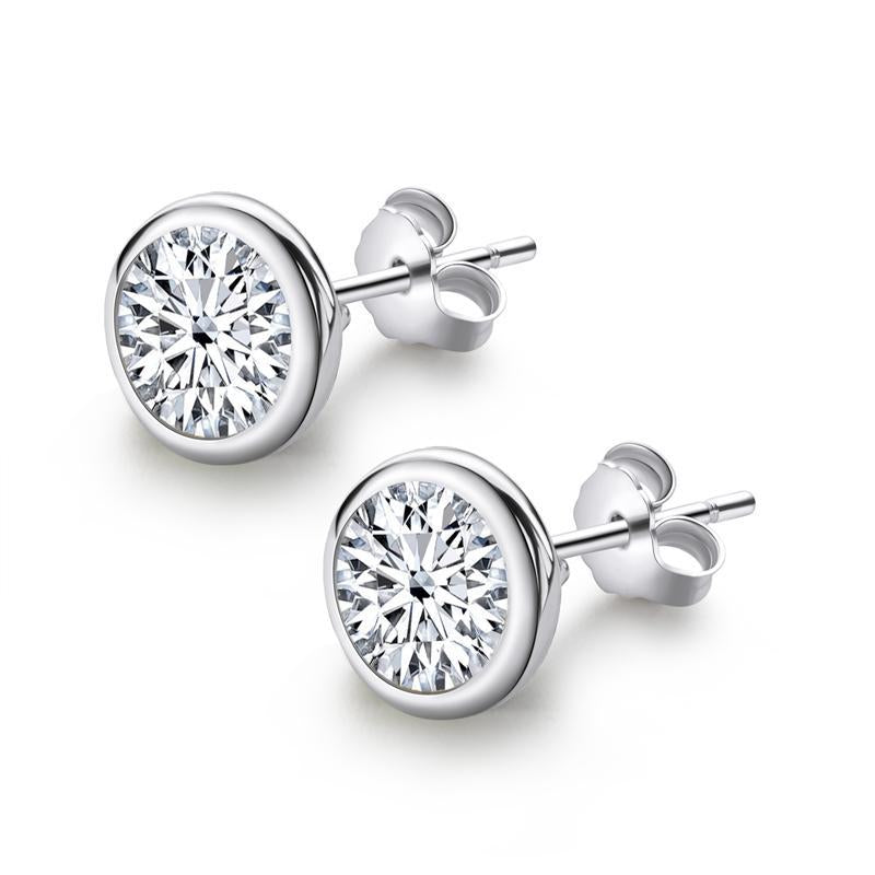 925 Sterling Silver Brilliant Round Cut Cubic Zirconia Stud Earrings 2