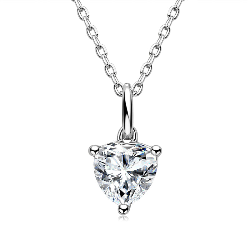 925 Sterling Silver Heart Shaped CZ Pendant Necklace 1