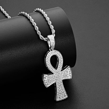 925 Sterling Silver Round Cut Created Diamond Cross Hip Hop Luxury Pendant Necklace 8