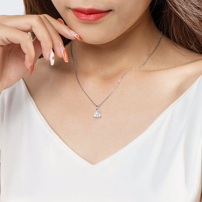 925 Sterling Silver Trillion Cut Solitaire CZ Pendant Necklace 3