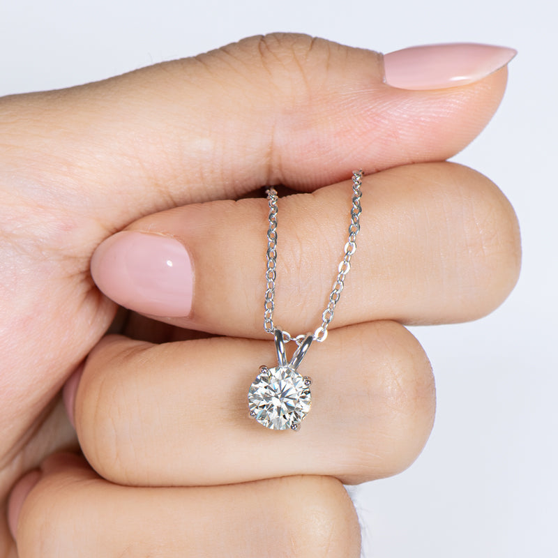 925 Sterling Silver Brilliant Round CZ Pendant Necklace 5