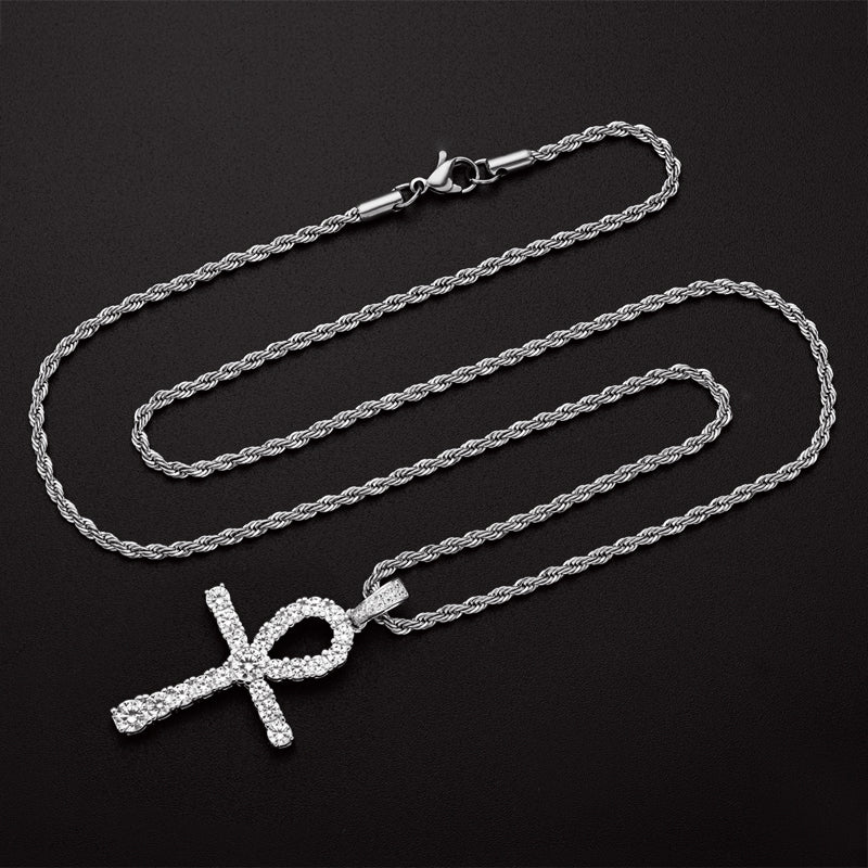 925 Sterling Silver Created Diamond Hip Hop Personalized Rope Chain Pendant Necklace 23.62'' 9