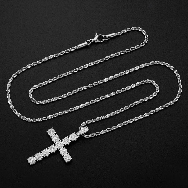 925 Sterling Silver Personalized Cross Long Chain Cool Men Pendant Necklace 9