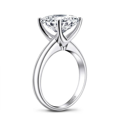 925 Sterling Silver Round CZ Solitaire Ring 6