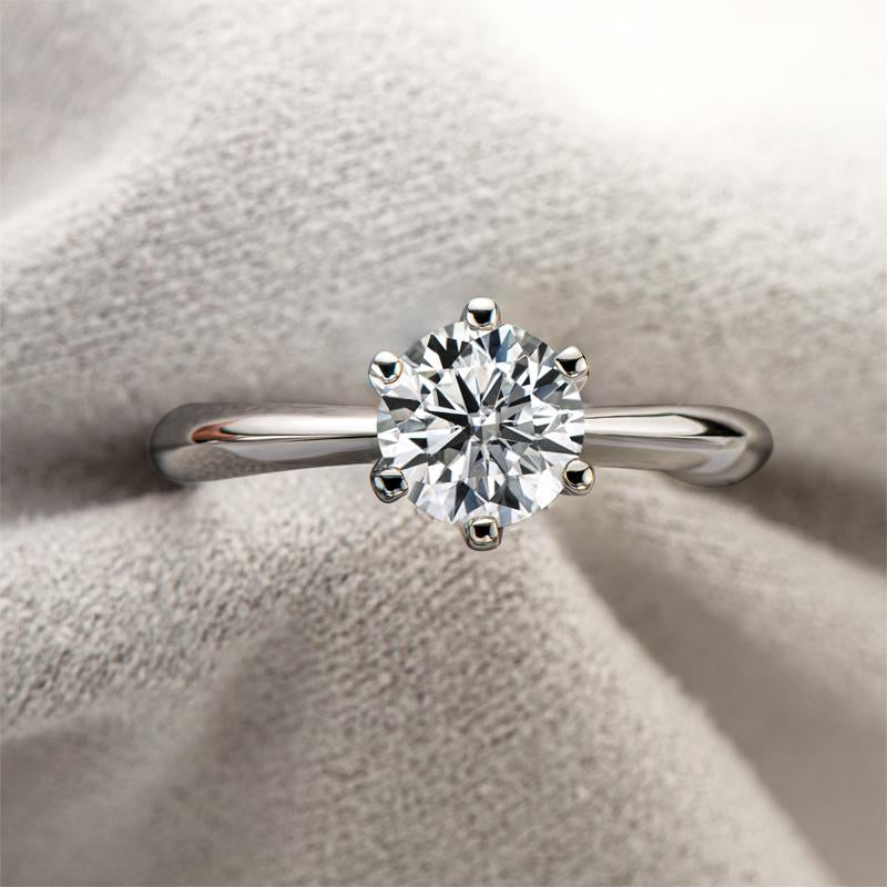 925 Sterling Silver Classic Round Brilliant Cut CZ Solitaire Ring 5