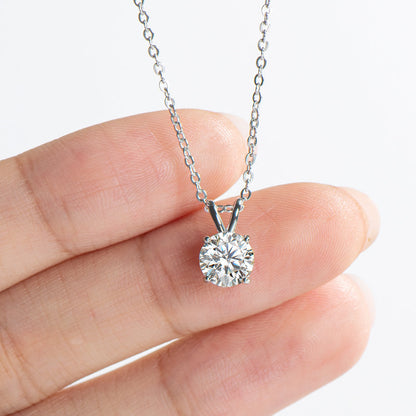 925 Sterling Silver Brilliant Round CZ Pendant Necklace 6