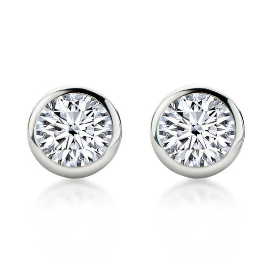 925 Sterling Silver Brilliant Round Cut Cubic Zirconia Stud Earrings 1