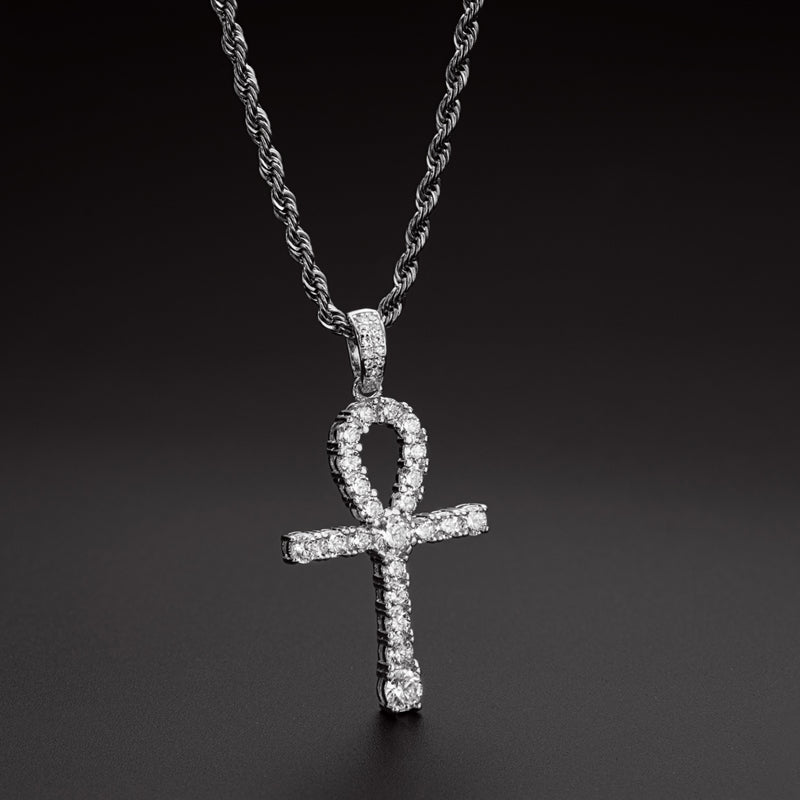 925 Sterling Silver Created Diamond Hip Hop Personalized Rope Chain Pendant Necklace 23.62'' 6