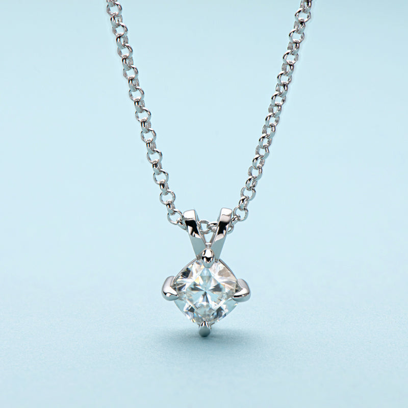 925 Sterling Silver Classic Brilliant Cushion Cut CZ Pendant Necklace 4