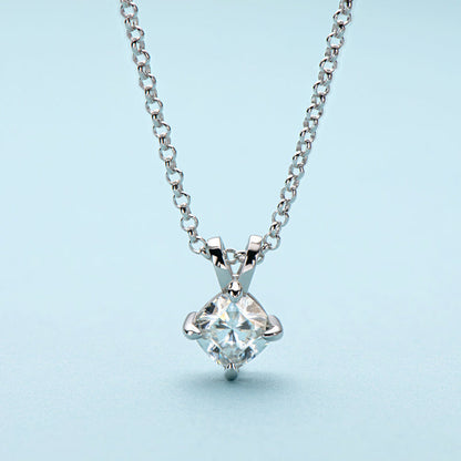 925 Sterling Silver Classic Brilliant Cushion Cut CZ Pendant Necklace 4