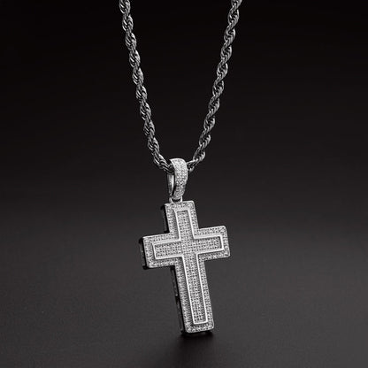 925 Sterling Silver Personalized Multilayer Cross Long Chain Cool Pendant Necklace 11