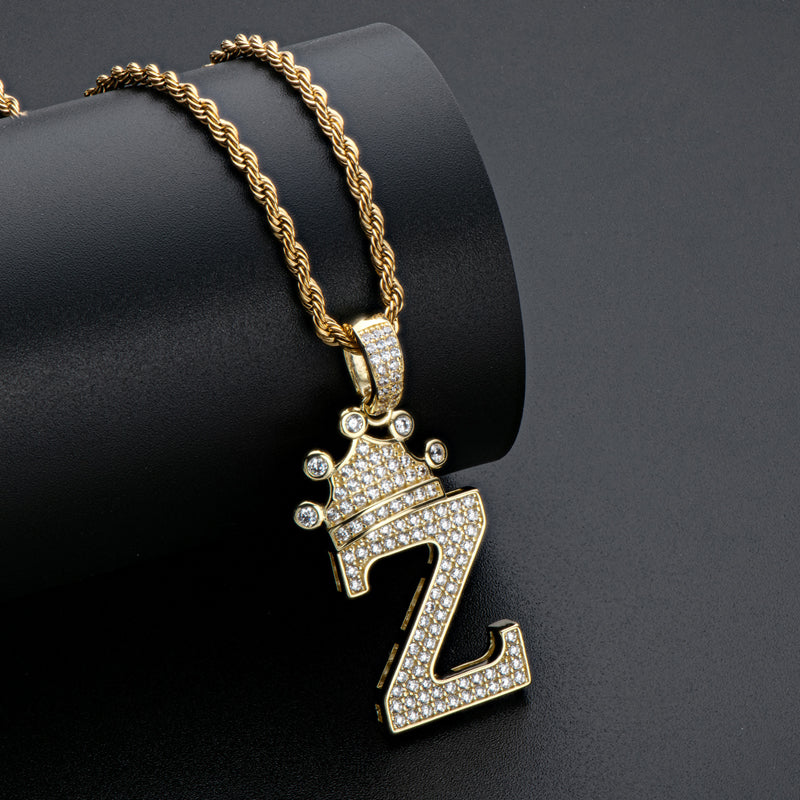 925 Sterling Silver The Letter Z Created CZ Hip Hop Pendant Necklace 11