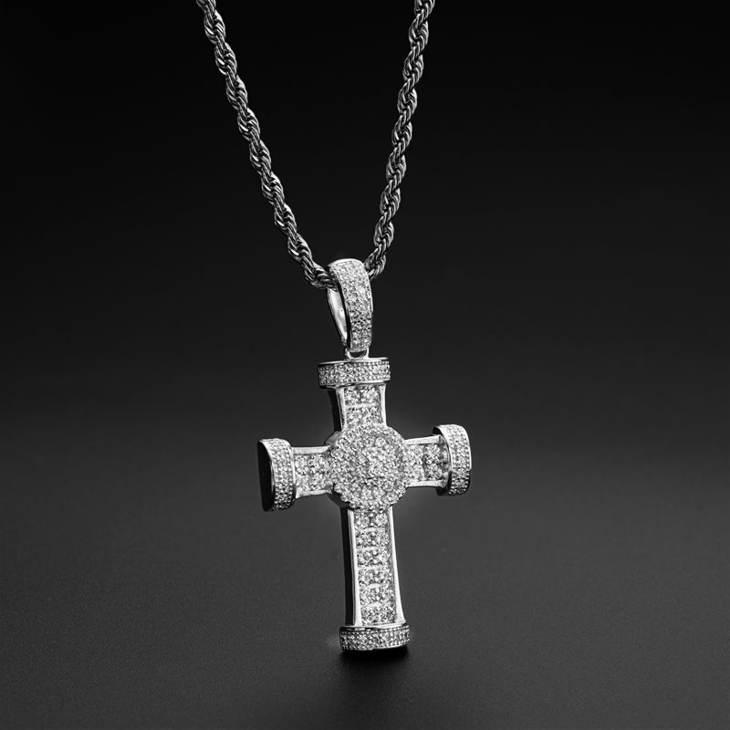 925 Sterling Silver Personalized Cross Hip Hop Long Chain Cool Pendant Necklace 6