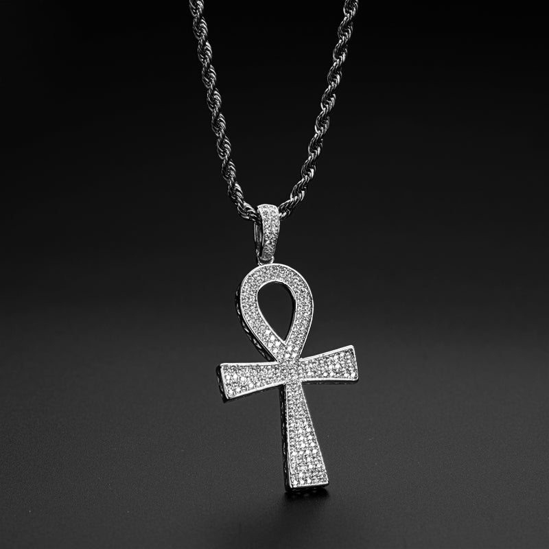 925 Sterling Silver Cross Created Diamond Hip Hop Long Chain Pendant Necklace 6