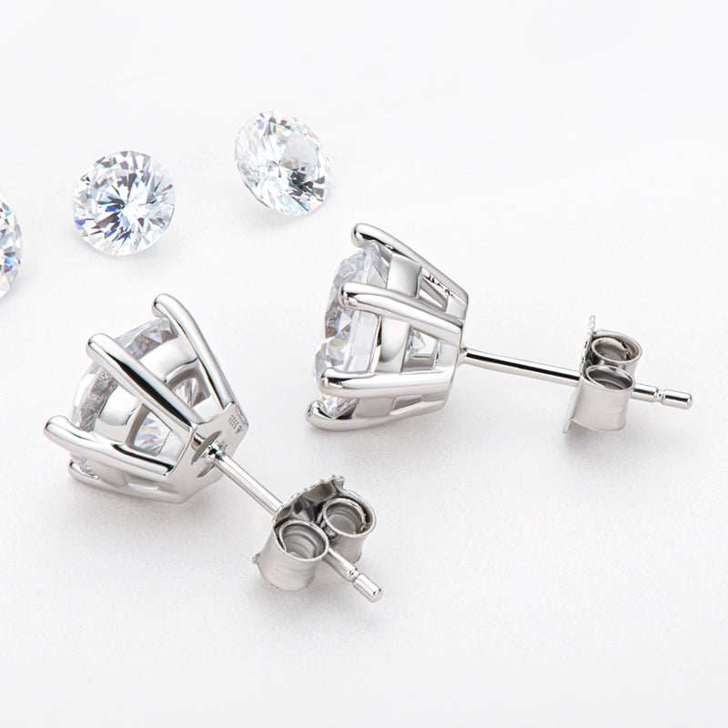 Round Cut Moissanite Diamond Stud Earrings 8