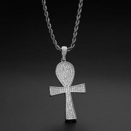 925 Sterling Silver Full Created Diamond Cross Hip Hop Men Pendant Necklace 6