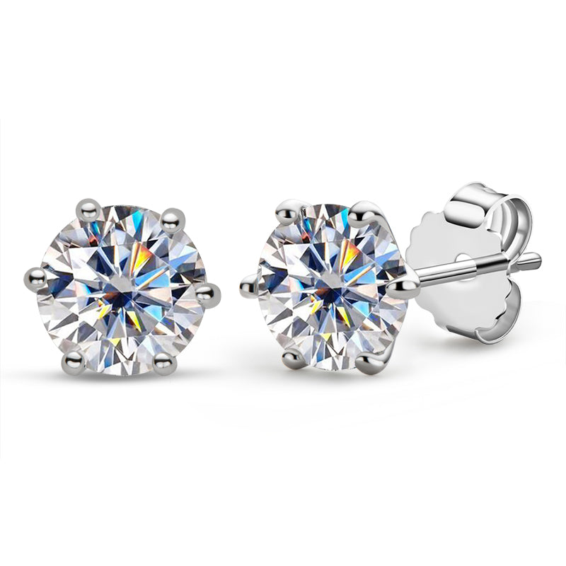 925 Sterling Silver Round Cut Cubic Zirconia Classic Stud Earrings 3