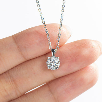 925 Sterling Silver Brilliant Round CZ Pendant Necklace 5