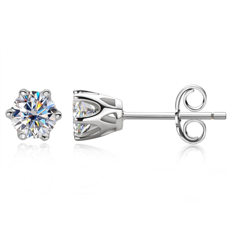 925 Sterling Silver Round Cut Cubic Zirconia Classic Stud Earrings 3