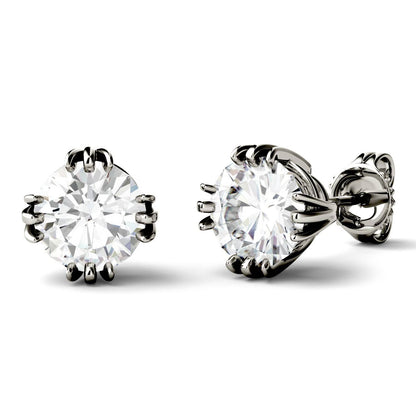 925 Sterling Sliver Round Cut Triple Prong Solitaire Stud Earrings 3