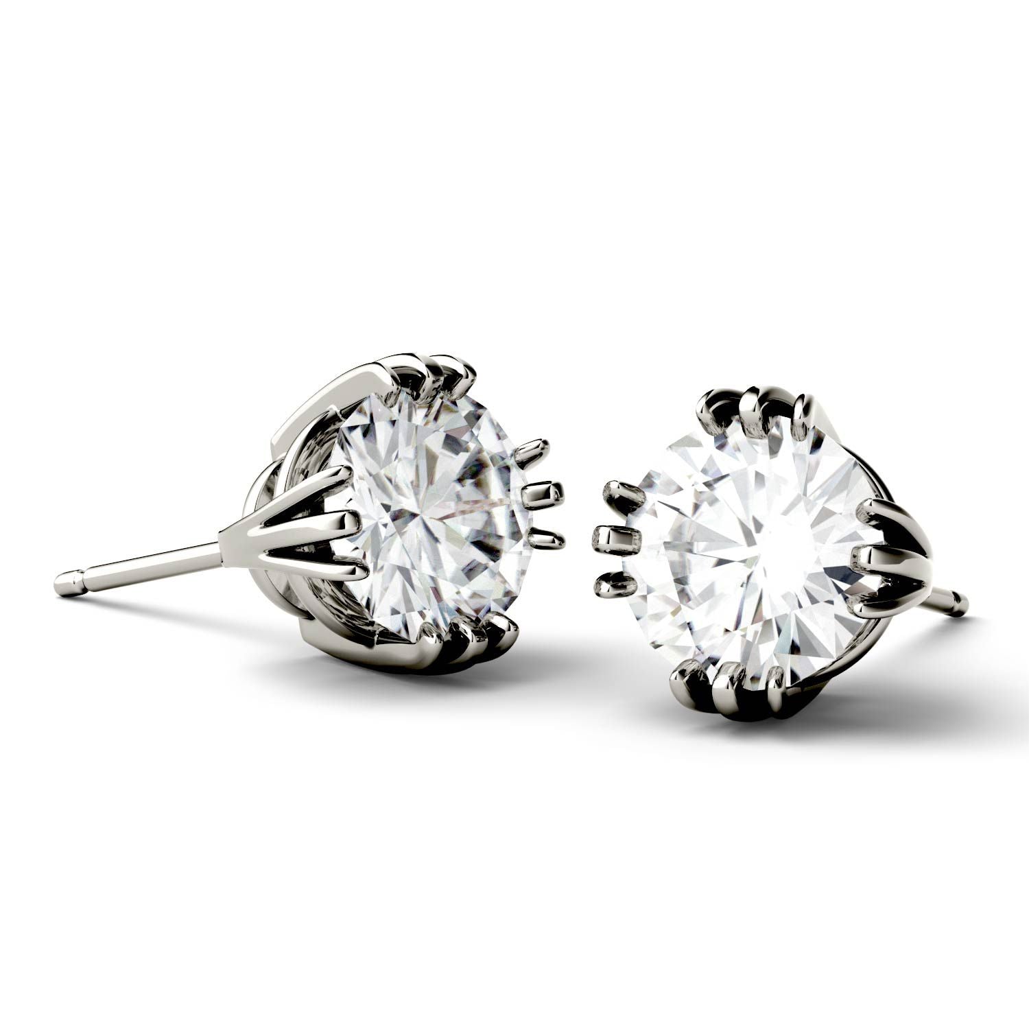 925 Sterling Sliver Round Cut Triple Prong Solitaire Stud Earrings 4