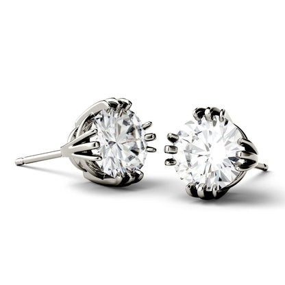 925 Sterling Sliver Round Cut Triple Prong Solitaire Stud Earrings 4