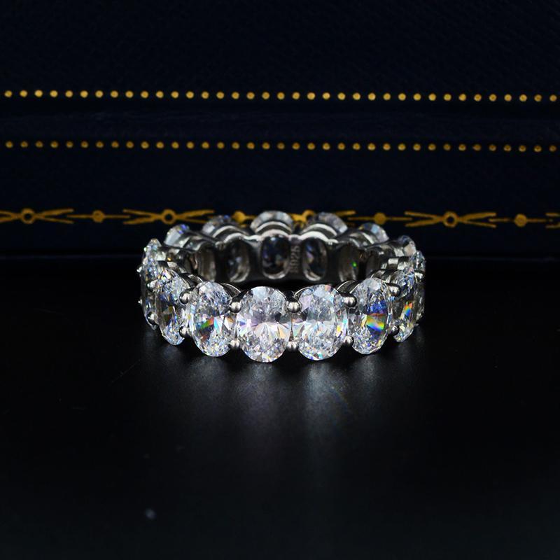 925 Sterling Silver Oval Cut Full Eternity CZ Ring 6