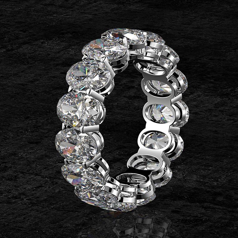 925 Sterling Silver Oval Cut Full Eternity CZ Ring 4