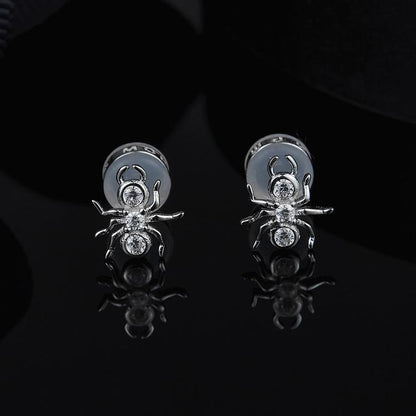 925 Sterling Silver Small Spider CZ Stud Earring 8