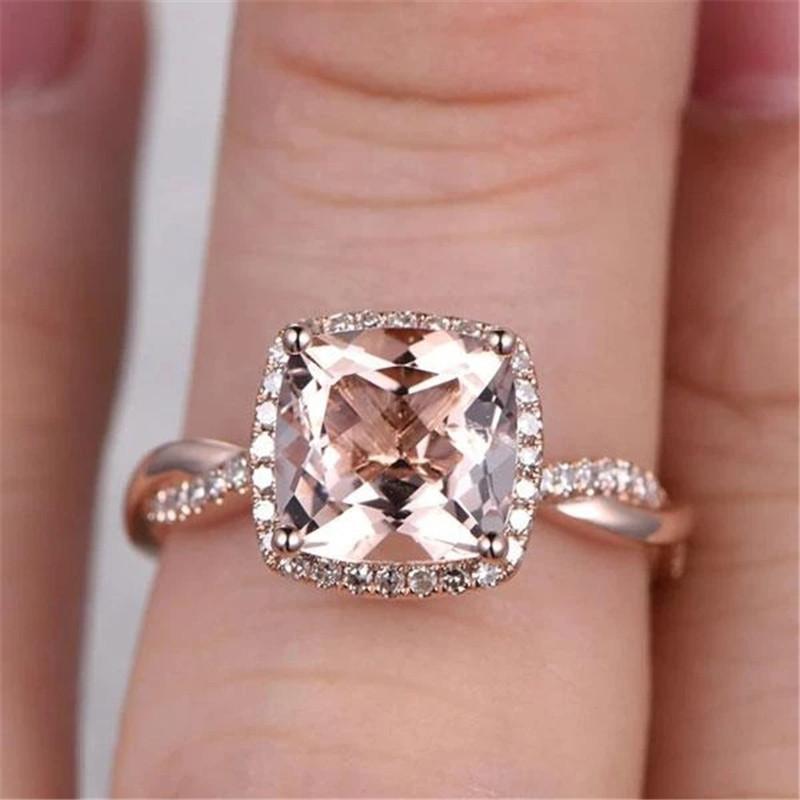 925 Sterling Silver Cushion Cut Champagne CZ Twist Halo Ring 2