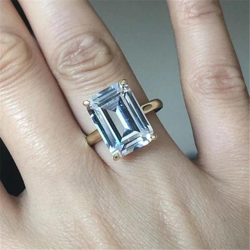 925 Sterling Silver Emerald Cut CZ Solitaire Ring 2