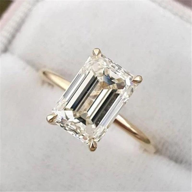 925 Sterling Silver Emerald Cut CZ Solitaire Ring 1