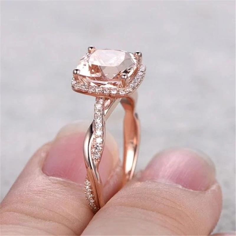 925 Sterling Silver Cushion Cut Champagne CZ Twist Halo Ring 3