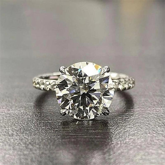 925 Sterling Silver Round Cut Created CZ Ring 1