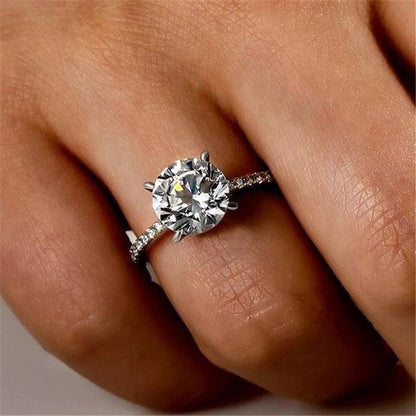 925 Sterling Silver Round Cut Created CZ Ring 2