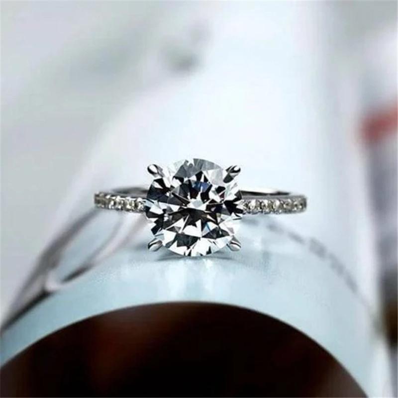 925 Sterling Silver Round Cut Created CZ Ring 3