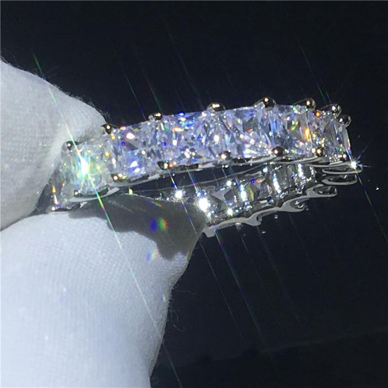 925 Sterling Silver Princess Cut CZ Bridal Ring Sets 9