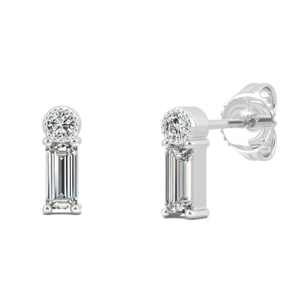 925 Sterling Sliver Emerald Cut Cubic Zirconia Stud Earrings 5