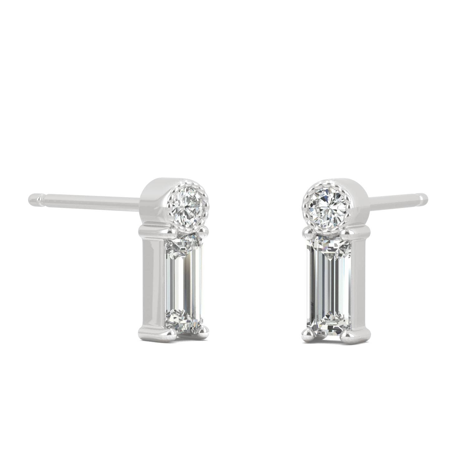 925 Sterling Sliver Emerald Cut Cubic Zirconia Stud Earrings 6